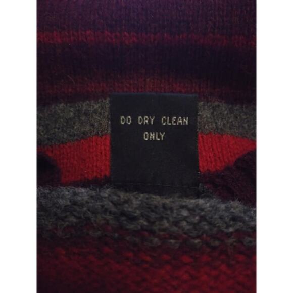 Vintage One Step Up Red & Gray Striped Shetland Wool Knit Sweater Sz Medium - Picture 5 of 7